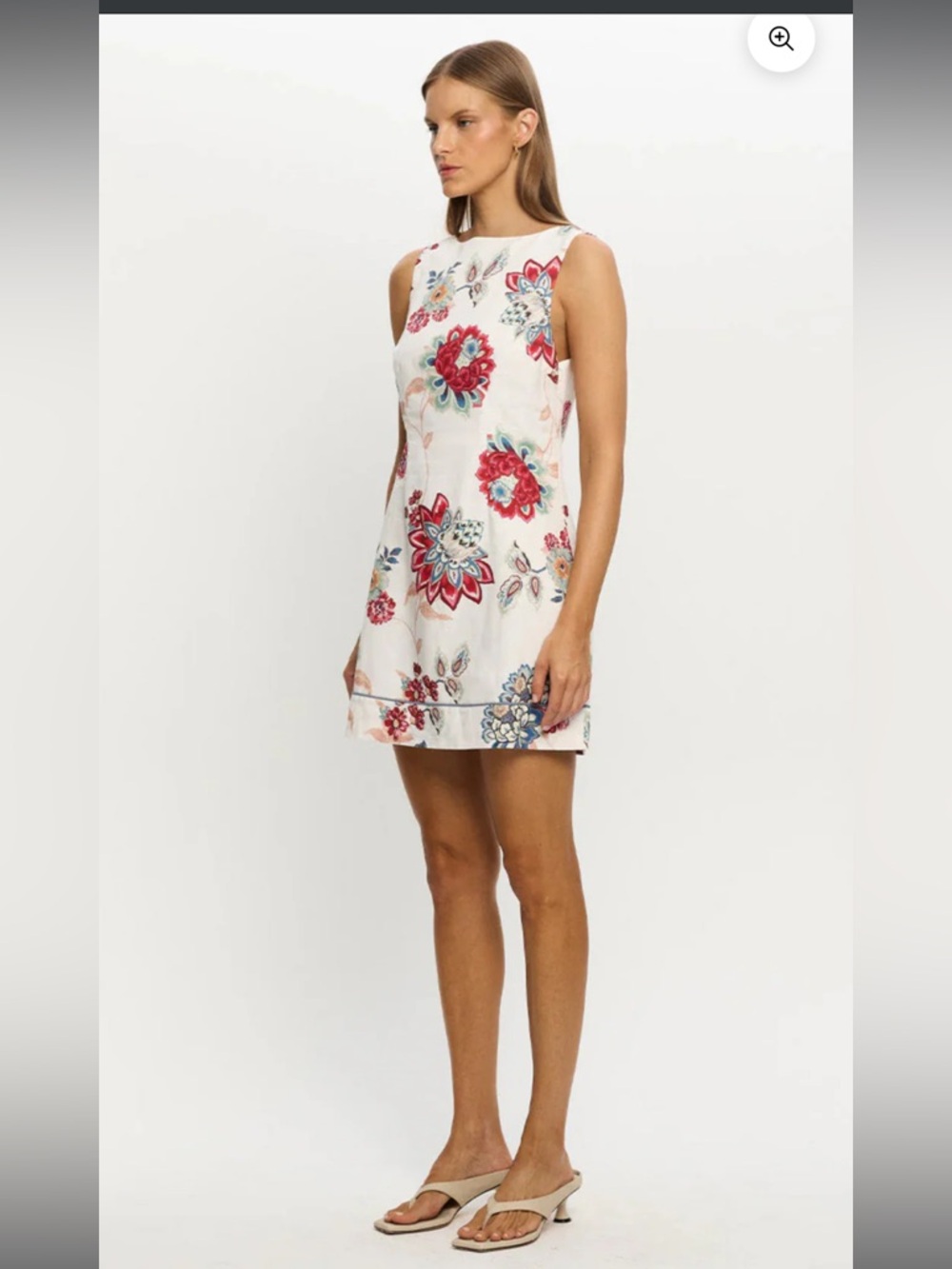 NWT Kivari Cream Mini Dress with Pink and Blue Floral Print.Small (US size 4)